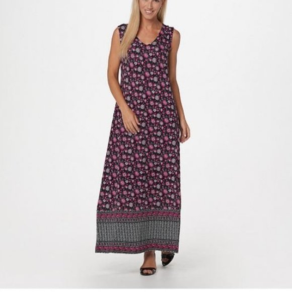 Joan Rivers Dresses & Skirts - Joan Rivers Mixed Print V-Neck Maxi Dress 3364
